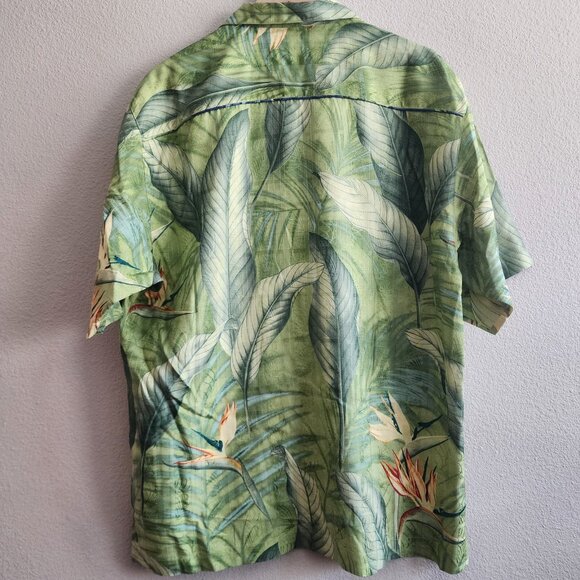 Tommy Bahama Shirt Mens Medium Silk Tropical Floral Leaf Relaxed Fit Button Up - Picture 9 of 12